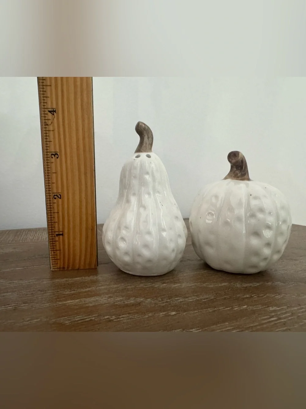Ceramic White Pumpkin & Gourd Salt and Pepper Set